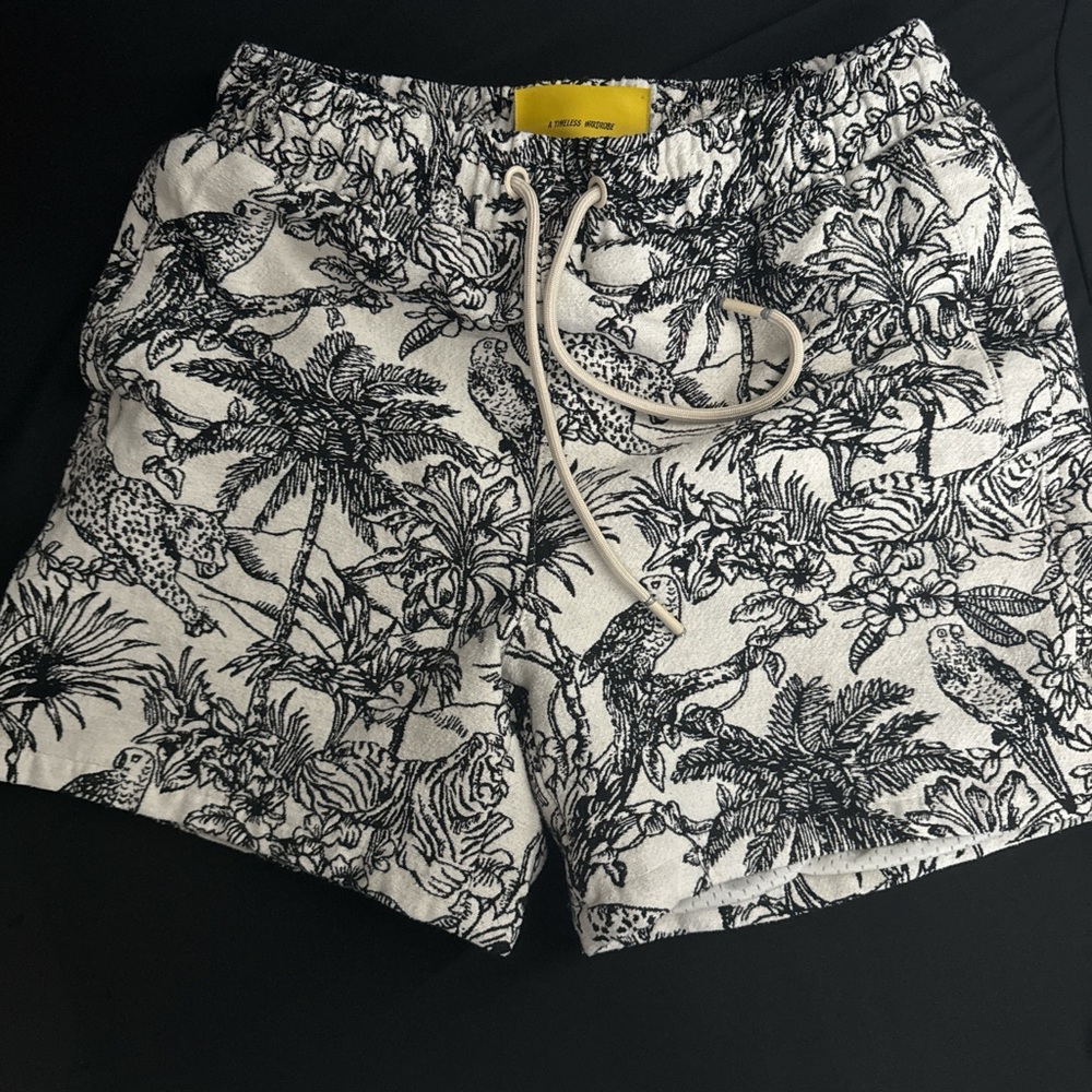 Black and sand White Jungle Print shorts